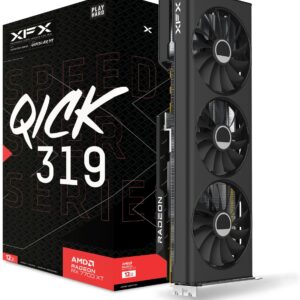 XFX Radeon RX 7700 XT SPEEDSTER QICK319 BLACK RX-77TQICKB9 12GB GDDR6 192-Bit PCIe 4.0 Desktop Graphics Card - Image 1